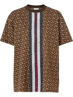 Burberry футболка оверсайз с монограммой и принтом в полоску