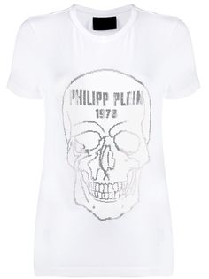 Philipp Plein футболка с декором Skull и стразами