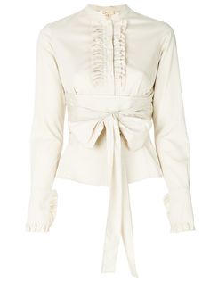 Romeo Gigli Pre-Owned рубашка с оборками с поясом на талии