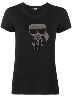 Karl Lagerfeld футболка Ikonik Karl со стразами