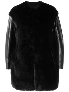 Pinko куртка свободного кроя с искусственным мехом