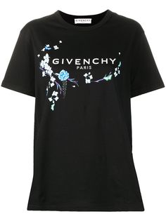 Givenchy футболка с цветочным принтом и логотипом