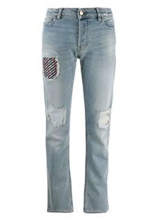 Emporio Armani джинсы с прорезями и нашивками