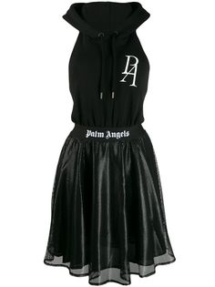 Palm Angels платье с открытой спиной и капюшоном