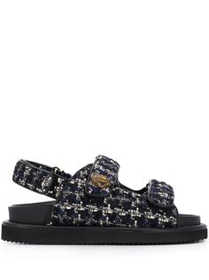 Kurt Geiger London твидовые сандалии Orson на плоской подошве