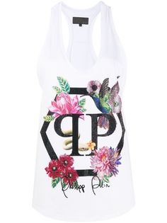 Philipp Plein декорированный топ с цветочным узором