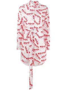 MSGM платье-рубашка с поясом и монограммой