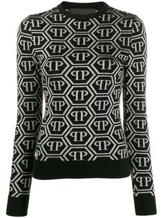 Philipp Plein трикотажный топ с длинными рукавами и логотипом