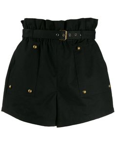 Saint Laurent шорты с завышенной талией и заклепками