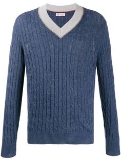 Brunello Cucinelli свитер фактурной вязки с V-образным вырезом