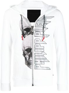 Philipp Plein худи на молнии с декором Skull