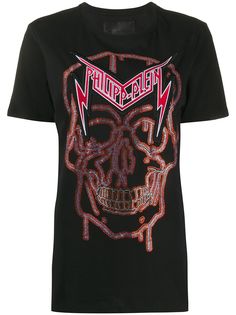 Philipp Plein футболка с декором Skull и стразами