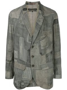 Ziggy Chen пиджак с принтом в технике пэчворк