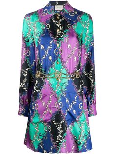 Gucci платье-рубашка Ramage с узором GG Rhombus