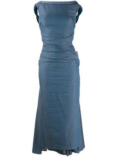 Talbot Runhof джинсовое платье с узором в горох