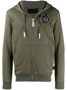 Philipp Plein худи на молнии с декором Skull