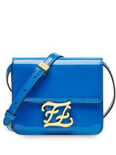 Fendi Karligraphy patent leather shoulder bag