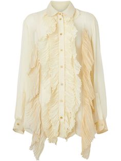 Burberry крепдешиновая блузка оверсайз с оборками