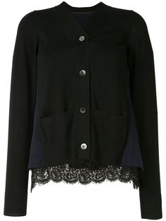 Sacai кардиган с контрастной вставкой