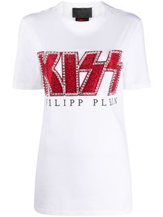 Philipp Plein декорированная футболка Kiss