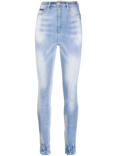 Philipp Plein джинсы с вышивкой и эффектом потертости