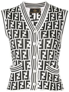 Fendi Pre-Owned трикотажный жилет с узором FF