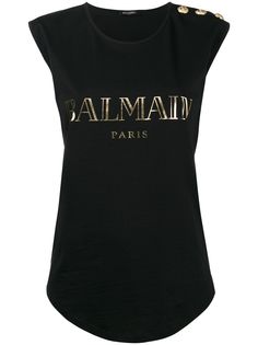 Balmain топ без рукавов с принтом логотипа