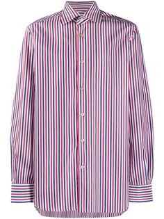 Kiton полосатая рубашка с закругленным подолом