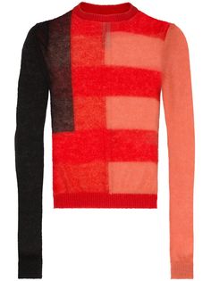 Rick Owens semi-sheer colour-block jumper