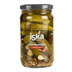 Огурцы корнишоны Classic с перцем чили Iska стеклянная банка 350 г