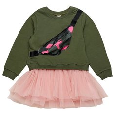 Платье ЁМАЁ размер 110, хаки/розовый