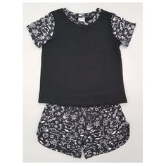 Пижама ЁМАЁ размер 104, чёрный/набивка