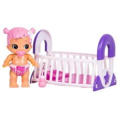 Интерактивная кукла Moose Bizzy Bubs Грейси с кроваткой, 12 см, 28475
