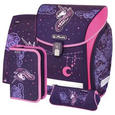 Herlitz Ранец New Midi Plus Unicorn Night с наполнением, фиолетовый/розовый
