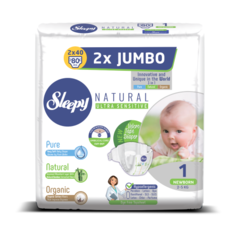 Sleepy подгузники Natural Ultra Sensitive 1 (2-5 кг) 80 шт.