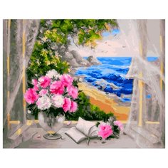 ВанГогВоМне Картина по номерам "Букет на окне", 40х50 см (ZX 20530)