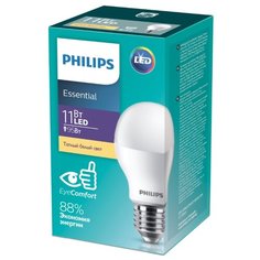 Лампа светодиодная Philips Essential LED 3000К, E27, 11Вт