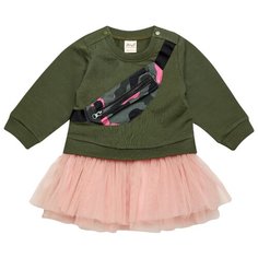 Платье ЁМАЁ размер 68, хаки/розовый