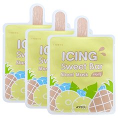 APIEU тканевая маска Icing Sweet Bar Pineapple увлажняющая с экстрактом ананаса, 21 мл, 3 шт.