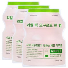 APIEU тканевая маска Real Big Yogurt One Bottle Apple с экстрактом яблока, 21 г, 3 шт.