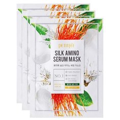 Petitfee Silk Amino Serum Mask Увлажняющая маска с протеинами шелка, 25 г, 3 шт.