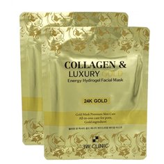 3W Clinic гидрогелевая маска Collagen & Luxury Gold с коллагеном и золотом, 30 г, 2 шт.