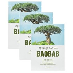 APIEU Тканевая маска My Skin-fit Sheet Mask Baobab с экстрактом баобаба, 25 г, 3 шт.