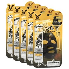 Elizavecca Тканевая маска с древесным углем и медом Black Charcoal Honey Deep Power Ringer Mask, 23 мл, 5 шт.