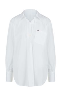 Белая хлопковая блуза с длинными рукавами Tommy Hilfiger