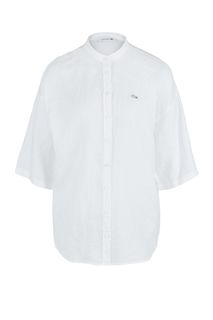 Белая льняная рубашка свободного кроя Lacoste