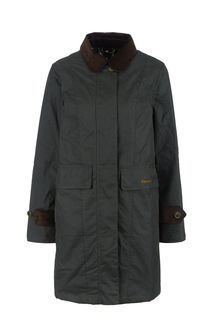 Удлиненная вощеная куртка зеленого цвета Barbour