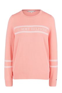 Розовый хлопковый джемпер с вышивкой Tommy Hilfiger
