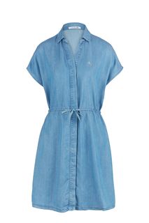 Синее джинсовое платье-рубашка Lacoste