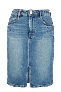 Синяя джинсовая юбка с разрезом Miss Sixty